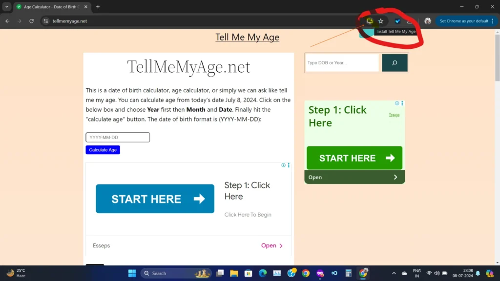 Install Tell Me My Age App on desktop